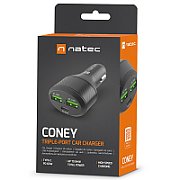NATEC CONEY CAR CHARGER 2X USB 1X USB-C QUICK CHARGE 84W BLACK_2