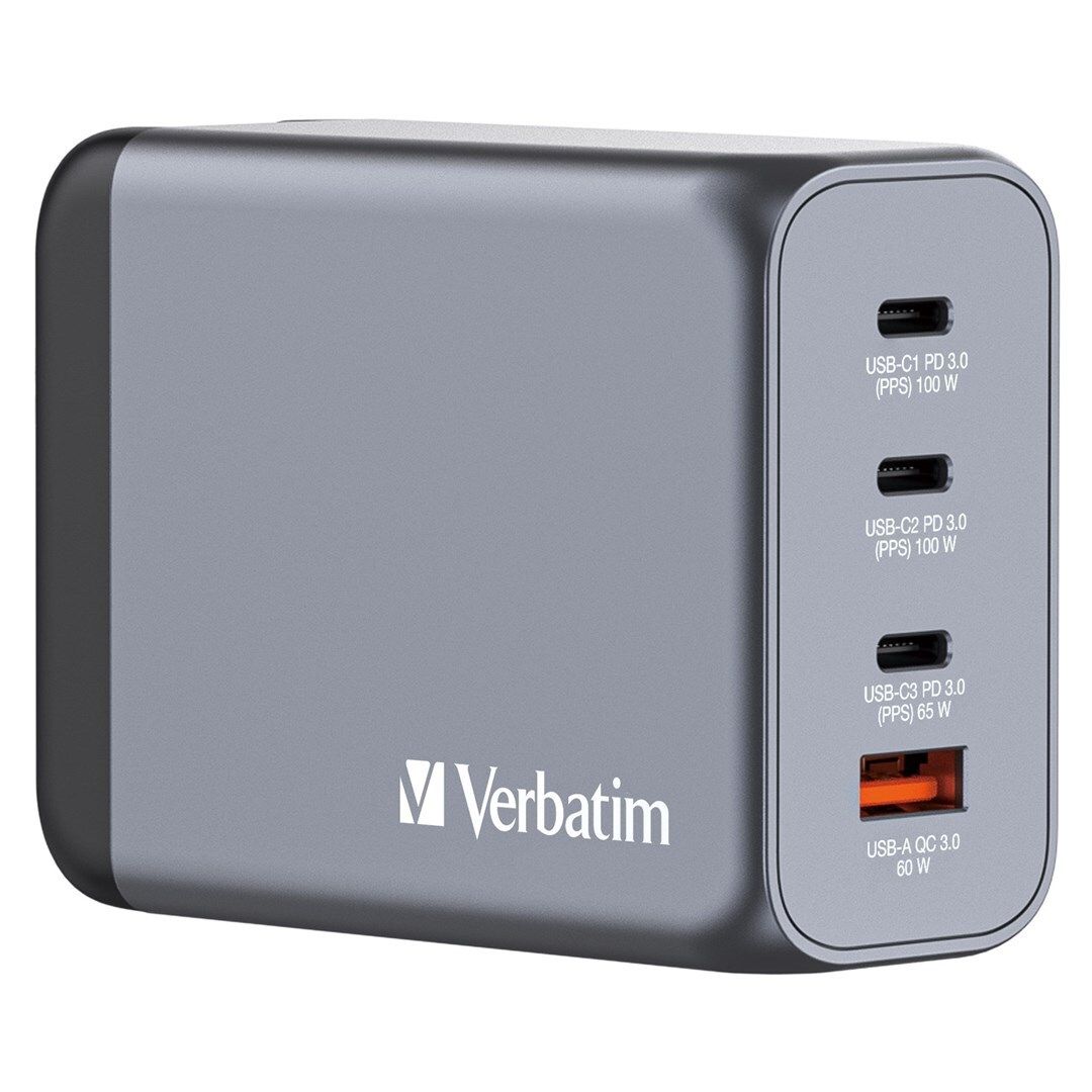 Verbatim GNC-200 GaN Charger 4 Port 200W USB A/C (EU/UK/US_1
