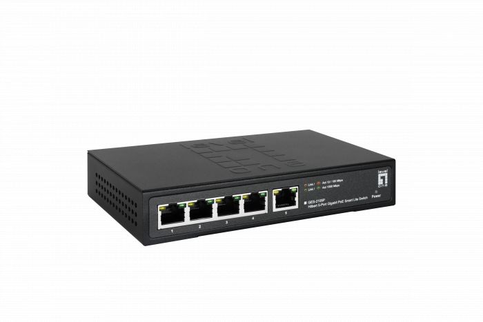 LevelOne GES-2105P Hilbert 5-Port Gigabit PoE Smart Lite Switch, 802.3at/af PoE,  4 PoE Outputs, 60W PoE Power Budget , 160 x 95 x 29 mm_1