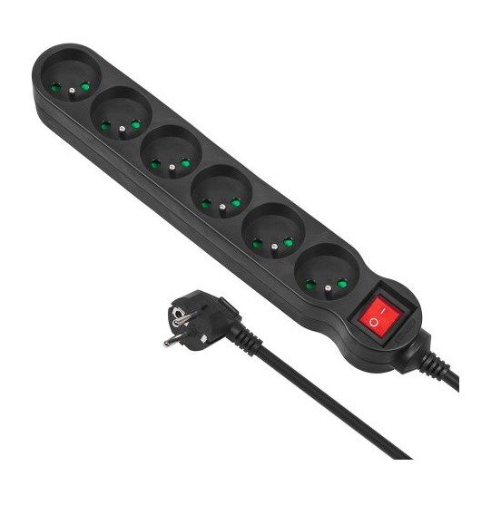 Maclean MCE225 power extension 1.5 m 6 AC outlet(s) Indoor Black_1