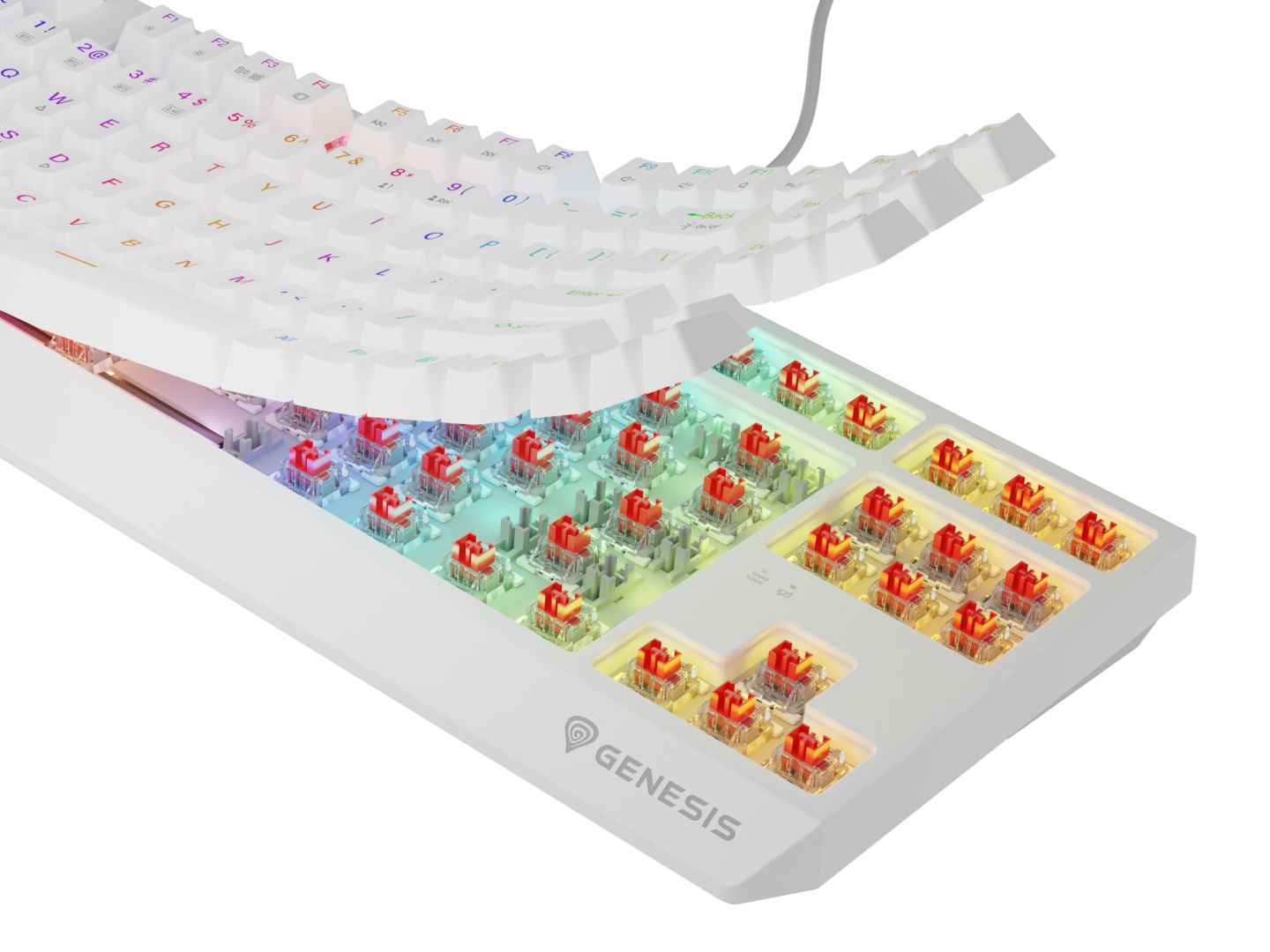 THOR 230 | Mechanical Gaming Keyboard | Wireless | US | White | 2.4 GHz  Bluetooth  USB | Outemu Red_3