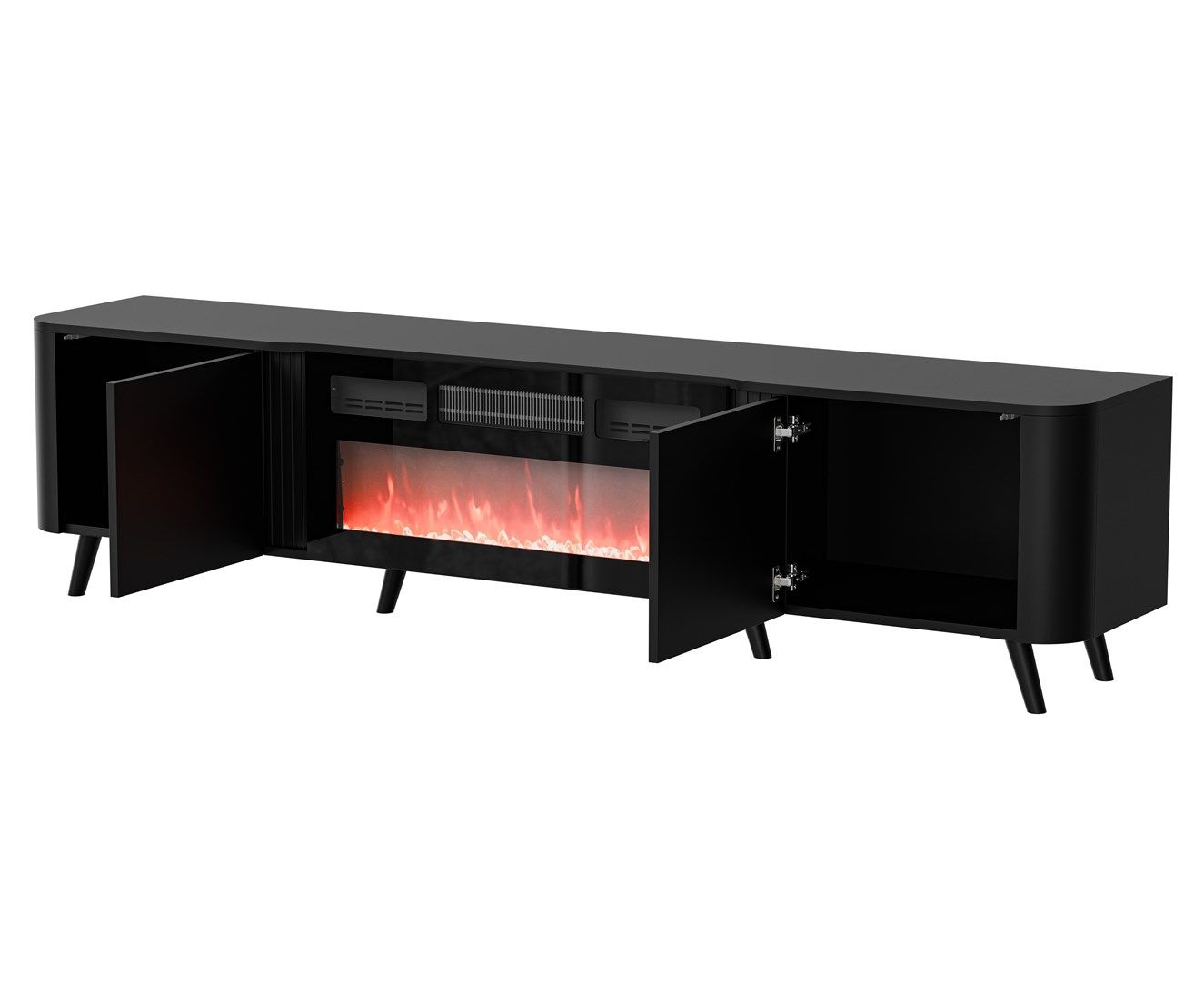 Cama Volare RTV cabinet 200 x 39 x 49 matte black + fireplace_1