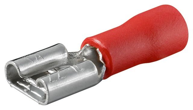 Red female connector, cable: 0.5-1.0mm², dimensions: 4.8 x 0.8mm, Imax: 10A
Packaging: bulk 100 pcs.
