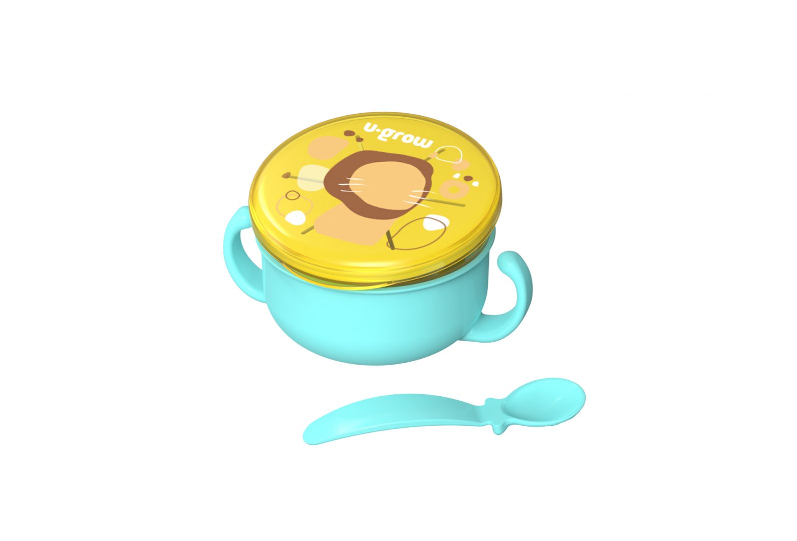 Bol 2 in 1 pentru snackuri si lingurita, blue, U-Grow_1