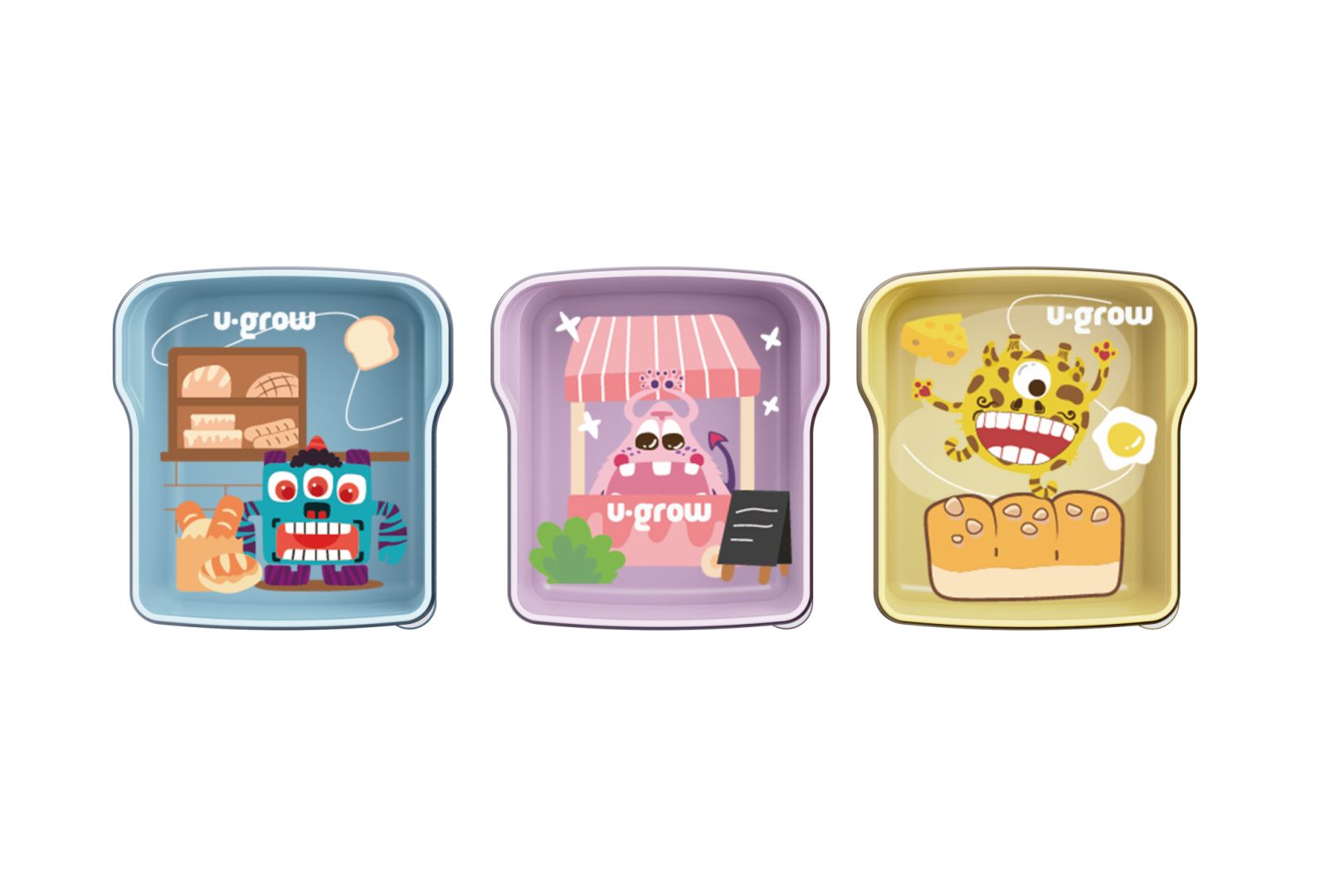 Set 3 caserole multicolore U-Grow, 3 x 300ml_1