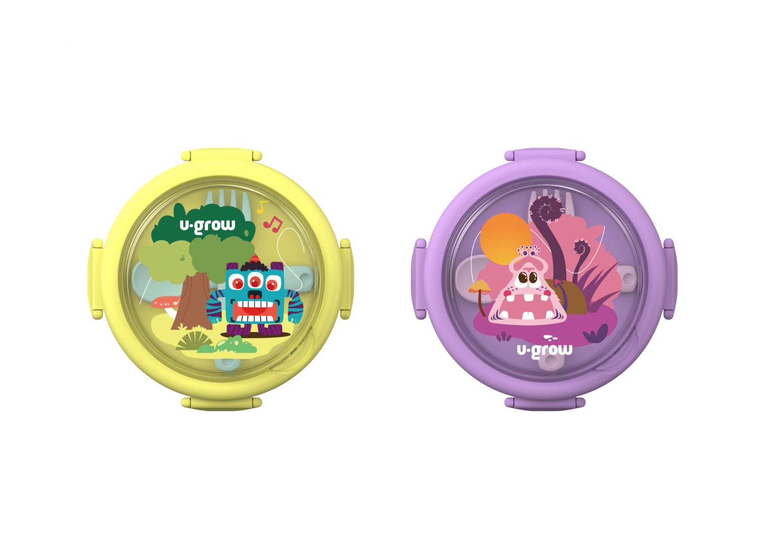 Caserola termica cu lingurita si furculita, mov, U-Grow_3