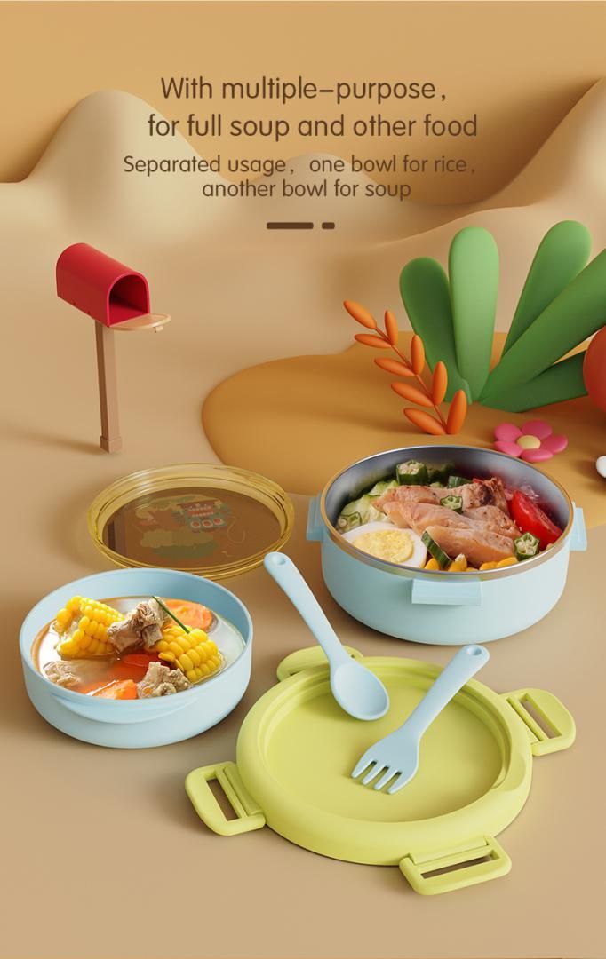 Caserola termica cu lingurita si furculita, blue, U-Grow_3