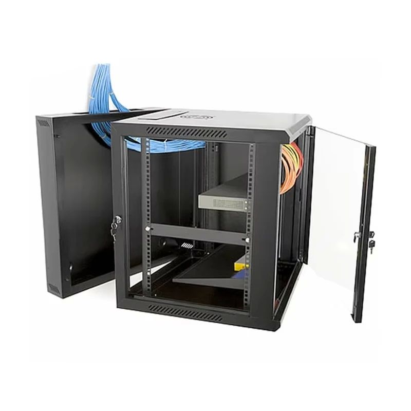 Wall-mounted network cabinet 19  6U rack 600x550  door pane  gray  split  folded  60kg_5