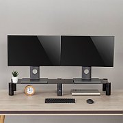 Dual Monitor Stand - Double Maclean  max. 20kg  tempered glass  (1029x285x127mm)  MC-936_2
