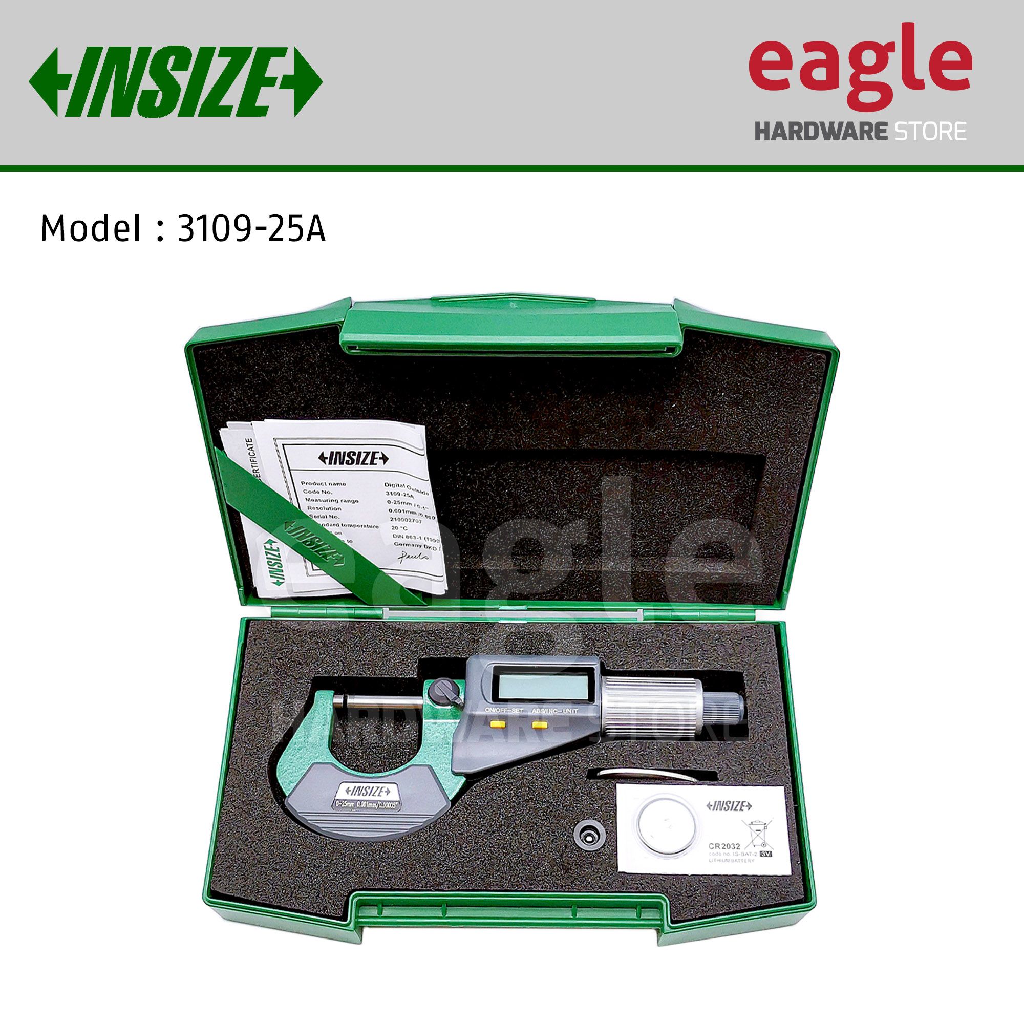 DIGIT MICROMETER.   0- 25 FRICTION CLUTCH /CERT.._2