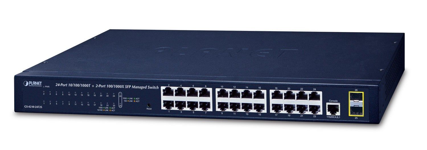 PLANET GS-4210-24T2S network switch Managed L2 Gigabit Ethernet (10/100/1000) 1U Blue_1