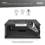 Wall-mounted network cabinet 19  4U  SOHO 241 x 540 x 400 mm  door glass  black  unfolded  60kg_4