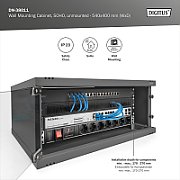 Wall-mounted network cabinet 19  4U  SOHO 241 x 540 x 400 mm  door glass  black  unfolded  60kg_5