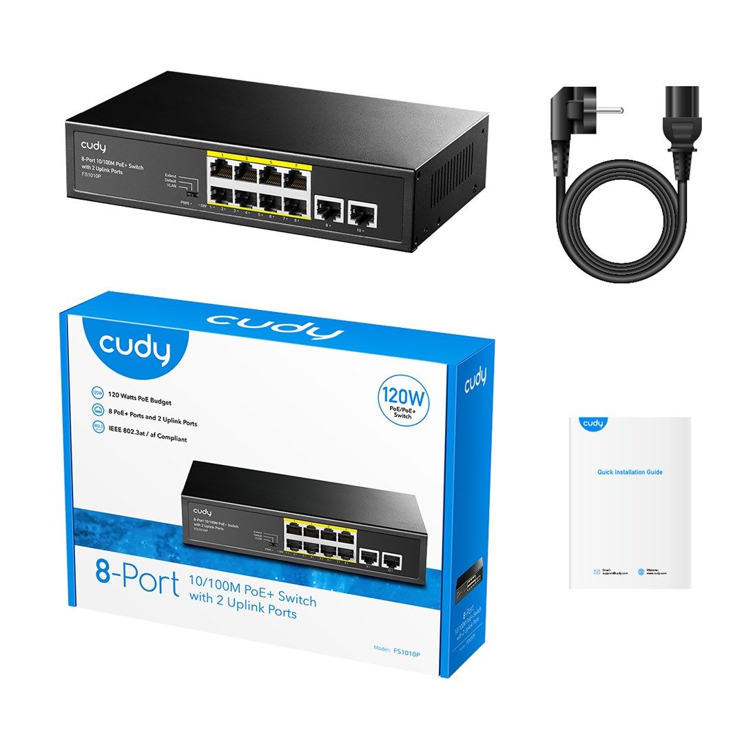 PoE+ Switch Cudy with 2 Uplink Ports 120W 8-Port 10/100M_5