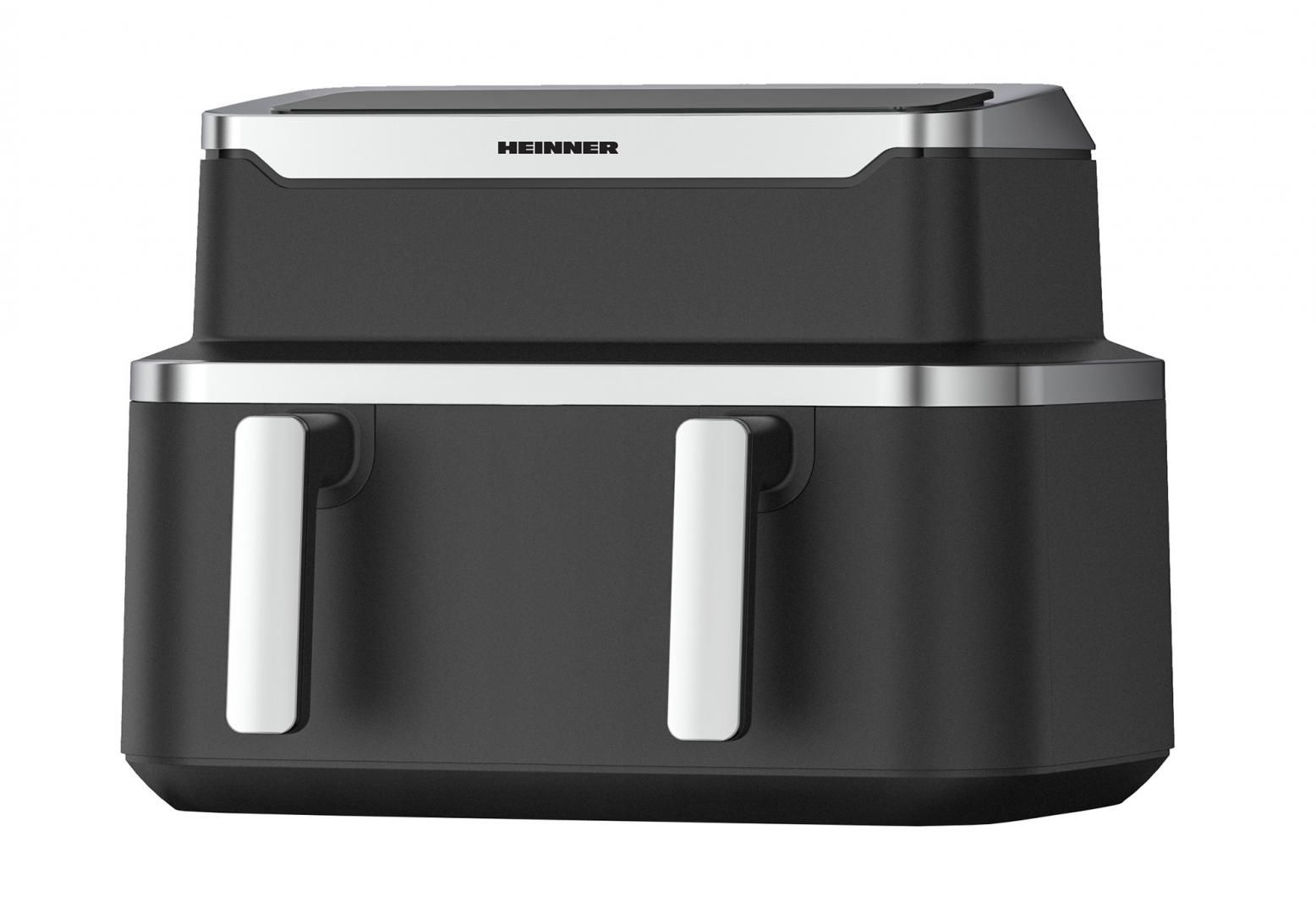 Friteuza dubla cu aer cald Heinner HAF-DDB9BK26, putere: 2600W, capacitate: 9L, control digital individual, temperatura: 80-220 grade C, timer 60 min, 10 programe presetate, auto-oprire, negru_1