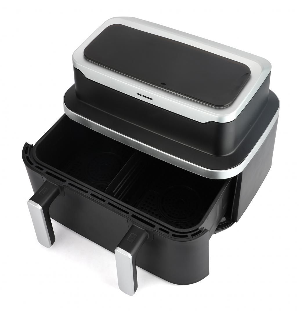 Friteuza dubla cu aer cald Heinner HAF-DDB9BK26, putere: 2600W, capacitate: 9L, control digital individual, temperatura: 80-220 grade C, timer 60 min, 10 programe presetate, auto-oprire, negru_4