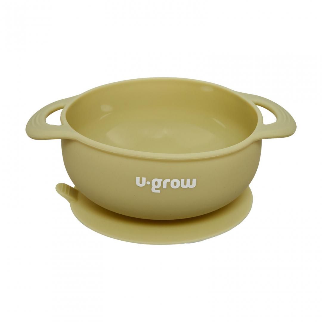 Set diversificare 3 piese silicon : bol , farfurie si cana cu cioc, olive, U-Grow_3