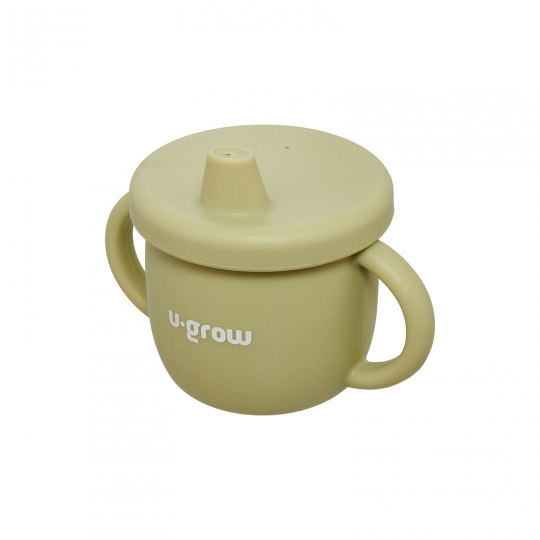 Set diversificare 3 piese silicon : bol , farfurie si cana cu cioc, olive, U-Grow_4