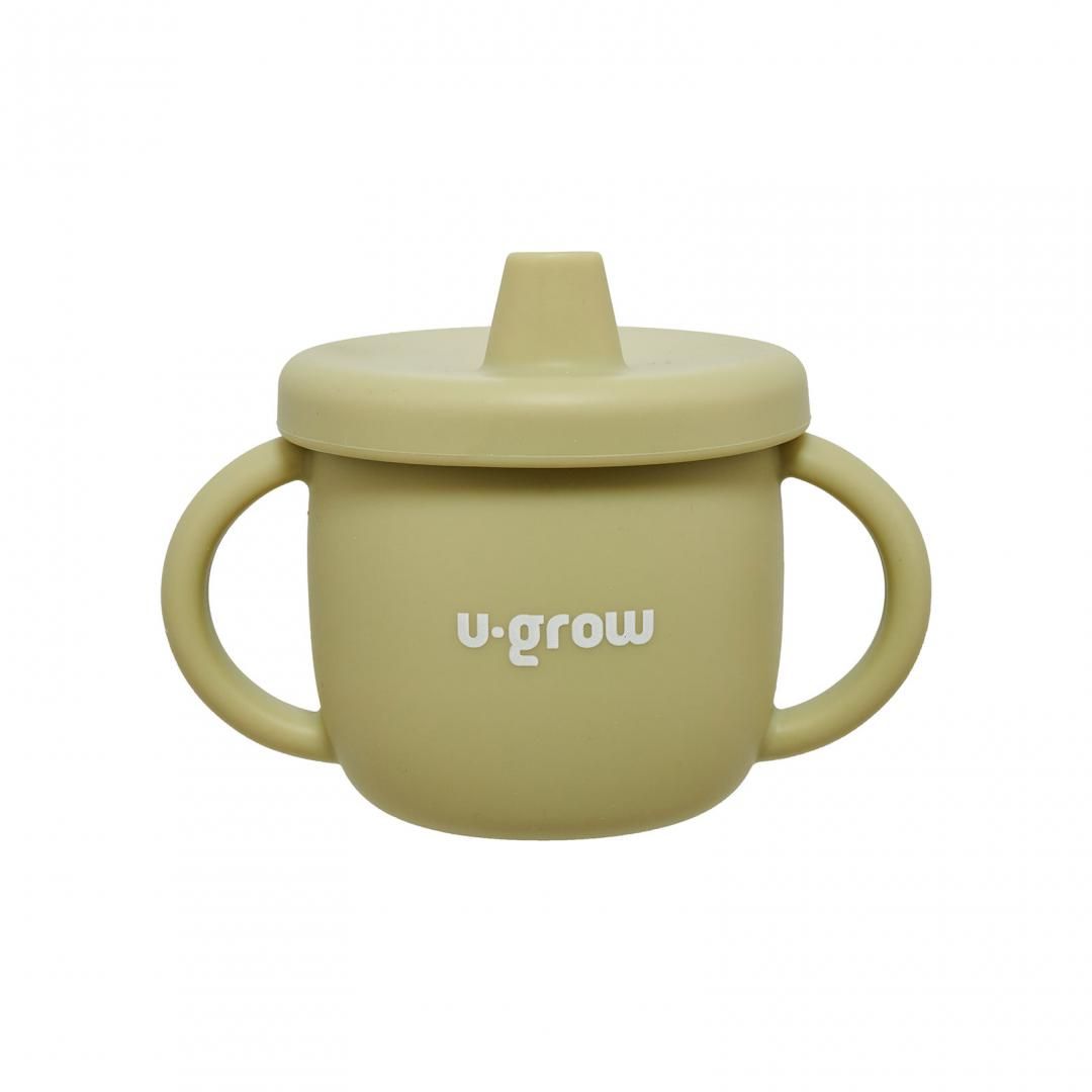 Set diversificare 3 piese silicon : bol , farfurie si cana cu cioc, olive, U-Grow_5