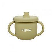 Set diversificare 3 piese silicon : bol , farfurie si cana cu cioc, olive, U-Grow_5