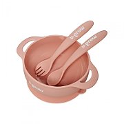 Set bol si lingurita silicon, roz, U-Grow_1