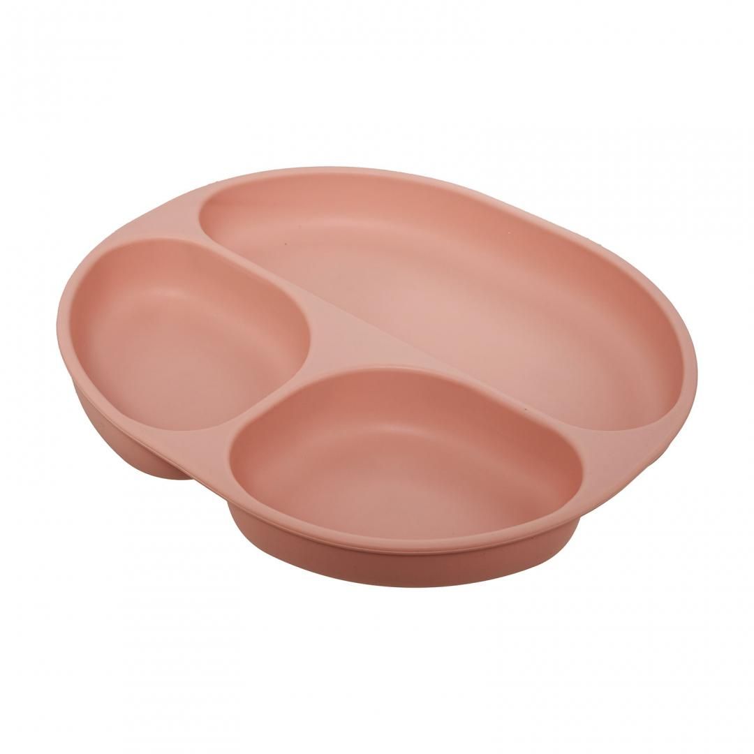 Set diversificare 3 piese silicon : bol , farfurie si cana cu cioc, roz, U-Grow_2