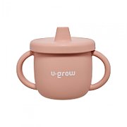Set diversificare 3 piese silicon : bol , farfurie si cana cu cioc, roz, U-Grow_4