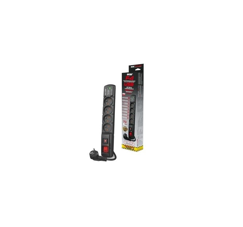 POWER STRIP ACAR F4 USB A+C 5M 4X 230V PL PD 3.0 QC BLACK_1