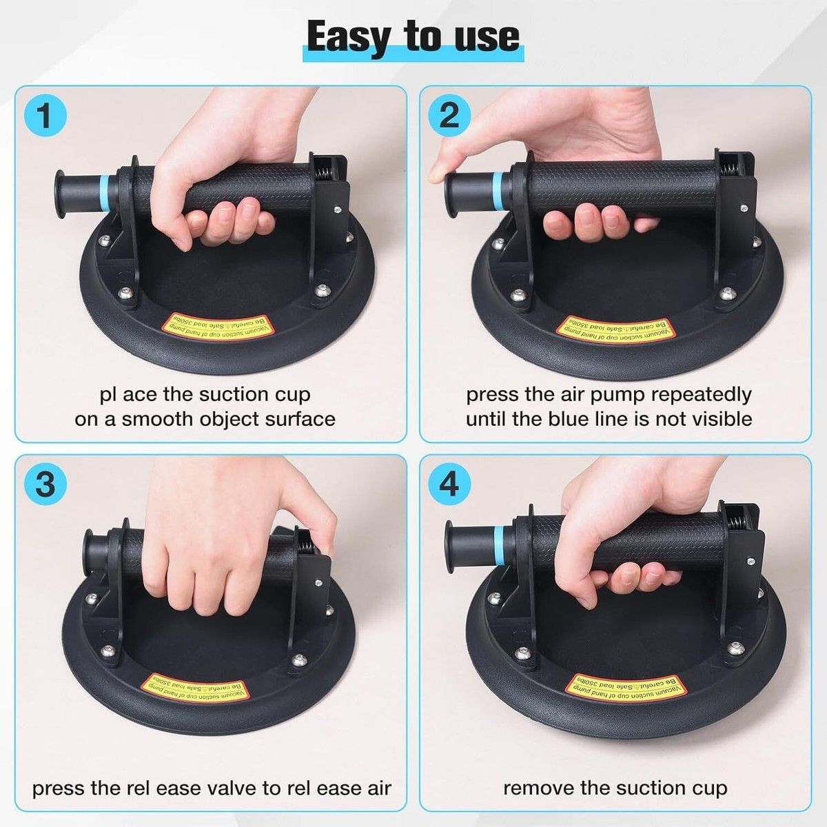 Vacuum suction cup with pump  for tiles and glass  160 kg  in case_3