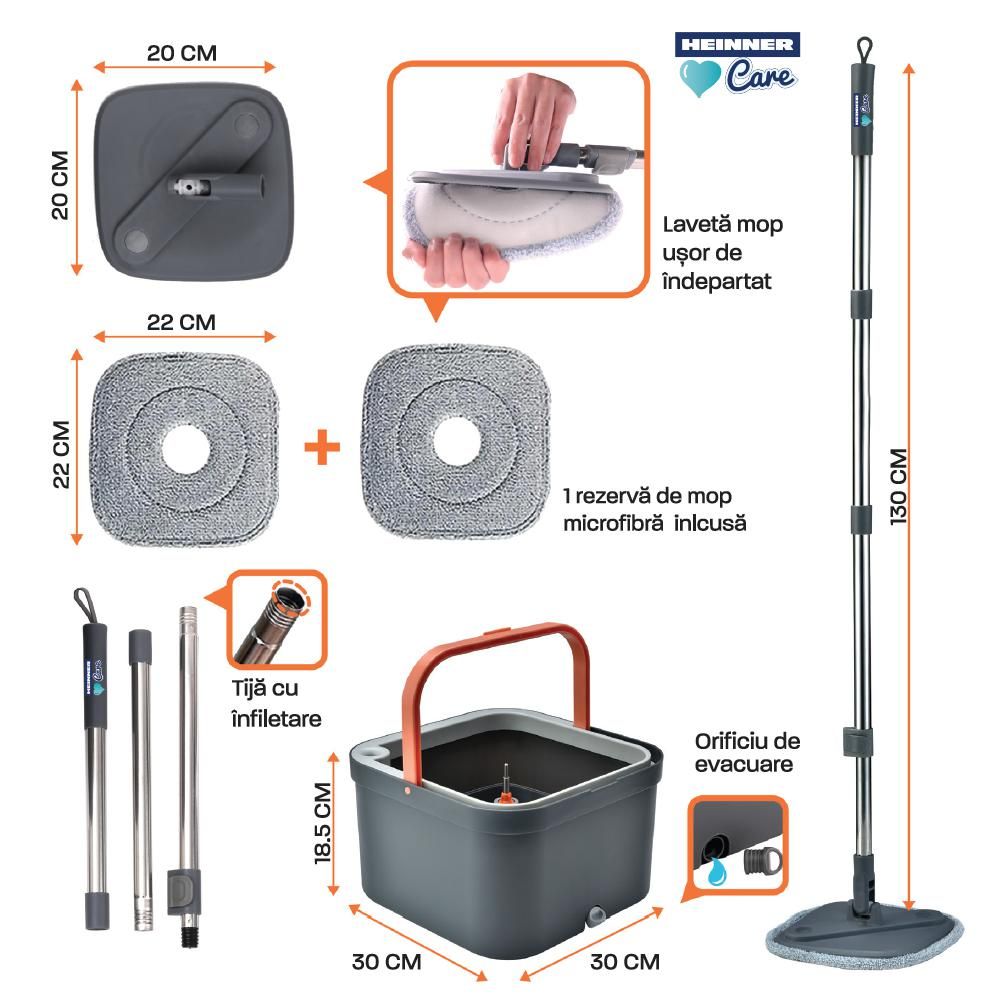 SET CURATENIE MOP ROTATIV 360 MEGA CLEAN, HEINNER CARE_9