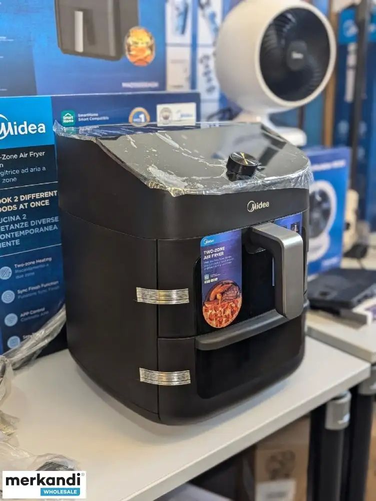 Midea Two Zone Airfryer | MAD1100DADK | Power 1850 W | Capacity 4.4/6.4 L | Rapid Air technology | Black_1