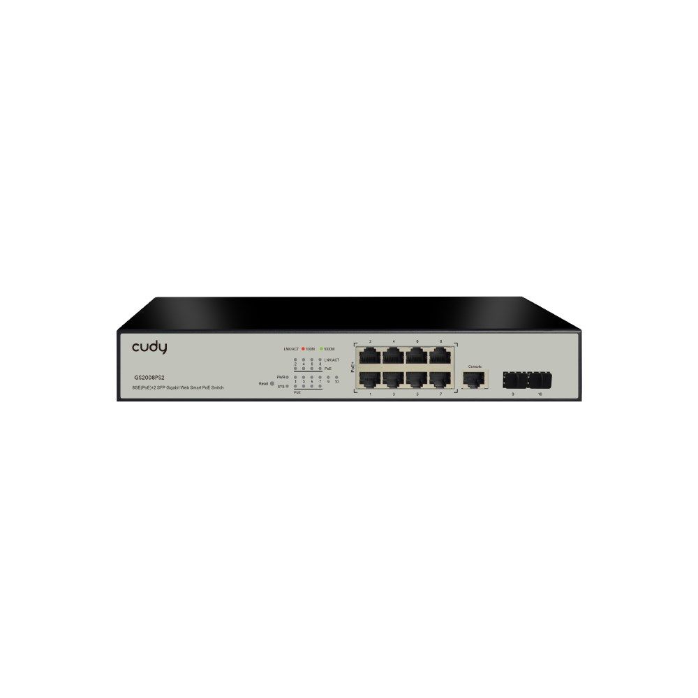 Cudy GS2008PS2 network switch Managed L2 Gigabit Ethernet (10/100/1000) Power over Ethernet (PoE) Black_1