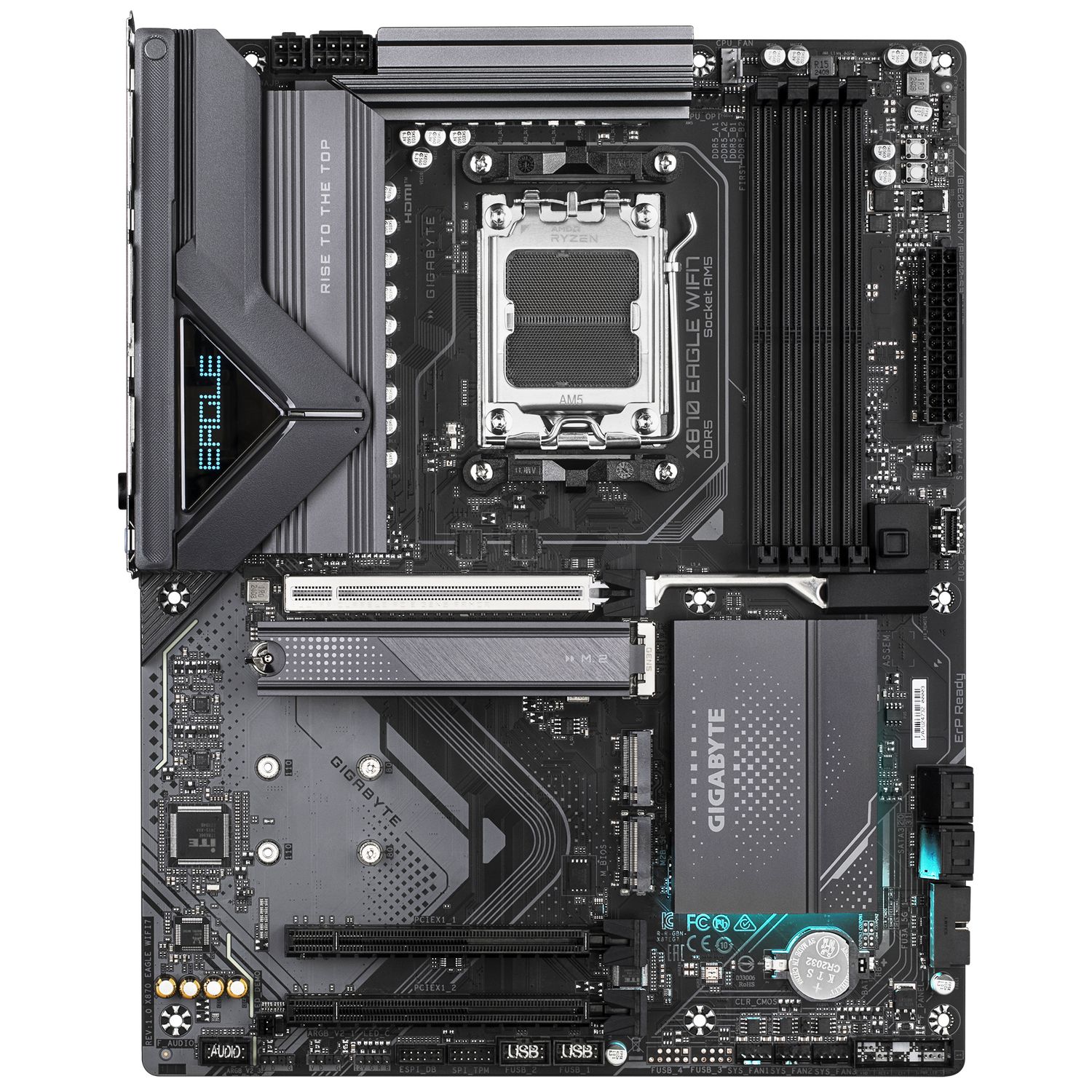 GIGABYTE X870 EAGLE WIFI7 Motherboard - Supports AMD Ryzen 9000 CPUs  14+2+2 phases VRM  up to 8000MHz DDR5 (OC)  4xPCIe 5.0 + 3xM.2  Wi-Fi 7  2.5GbE LAN  USB 3.2 Gen 2x2