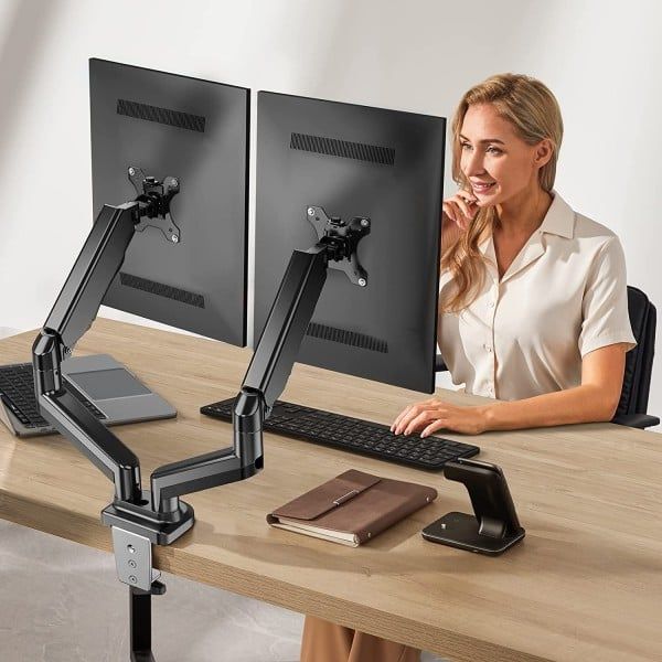 Desktop Swivel Mount for Two LCD Monitors Gas Spring_2