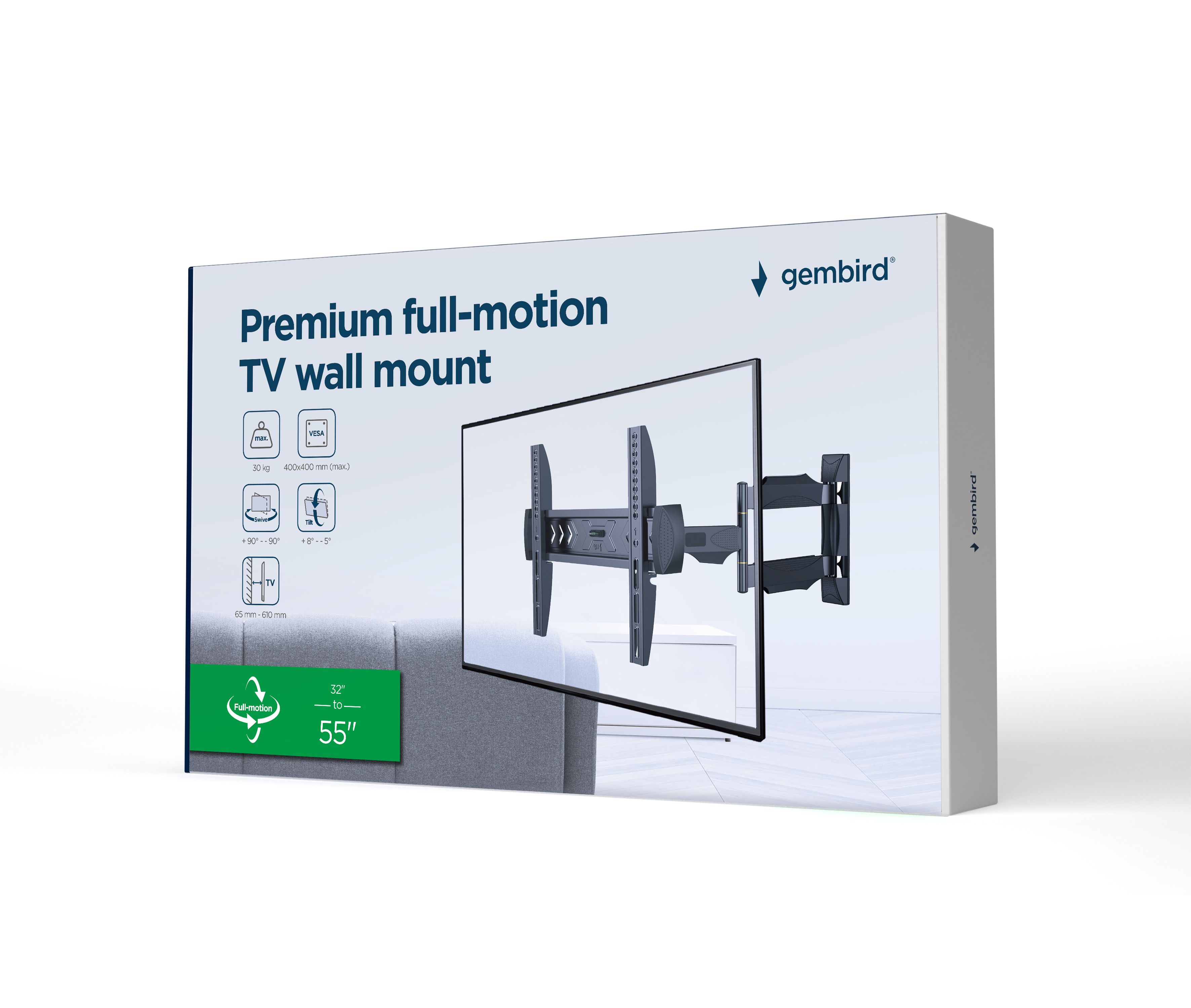 Gembird WM-55ST-02 TV mount 139.7 cm (55 ) Black_3