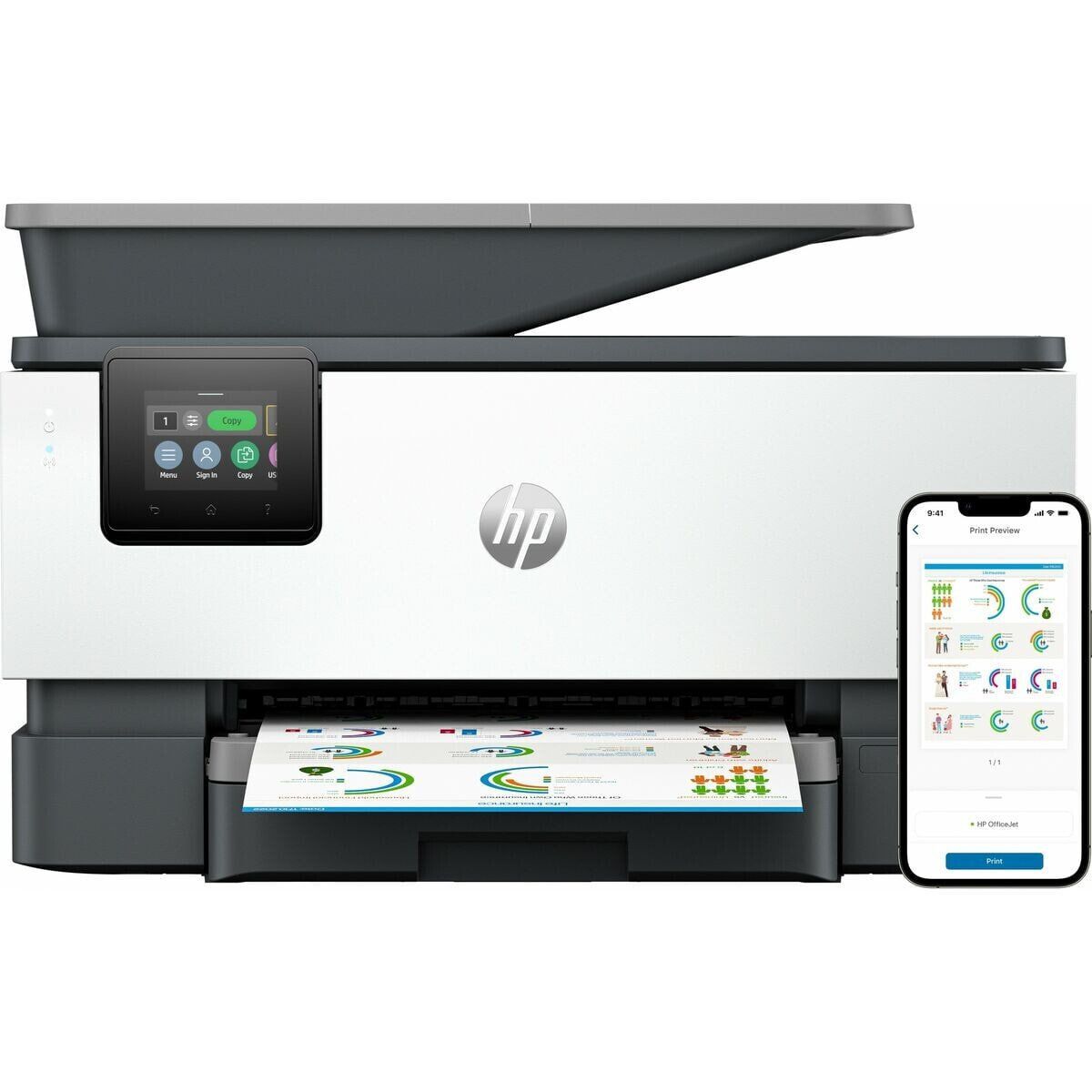 Multifunctional inkjet HP 9120b, Imprimare,copiere,scanare,fax, Dimensiune:A4, Viteza imprimare mono 22 ppm si color 18 ppm, Calitate imprimare alb-negru Redare la 1200 x 1200 dpi, Calitatea imprimării color Până la 4800 x 1200 dpi în mod optimizat pe hârtie foto HP Advanced, cu 1200 x 1200 dpi la_3