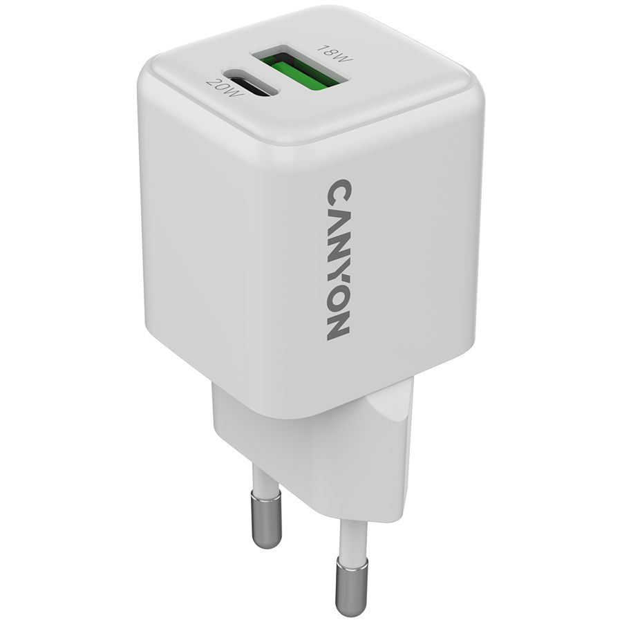 CANYON charger CU20AC GaN 20W 1xPD 1xQC EU White_1