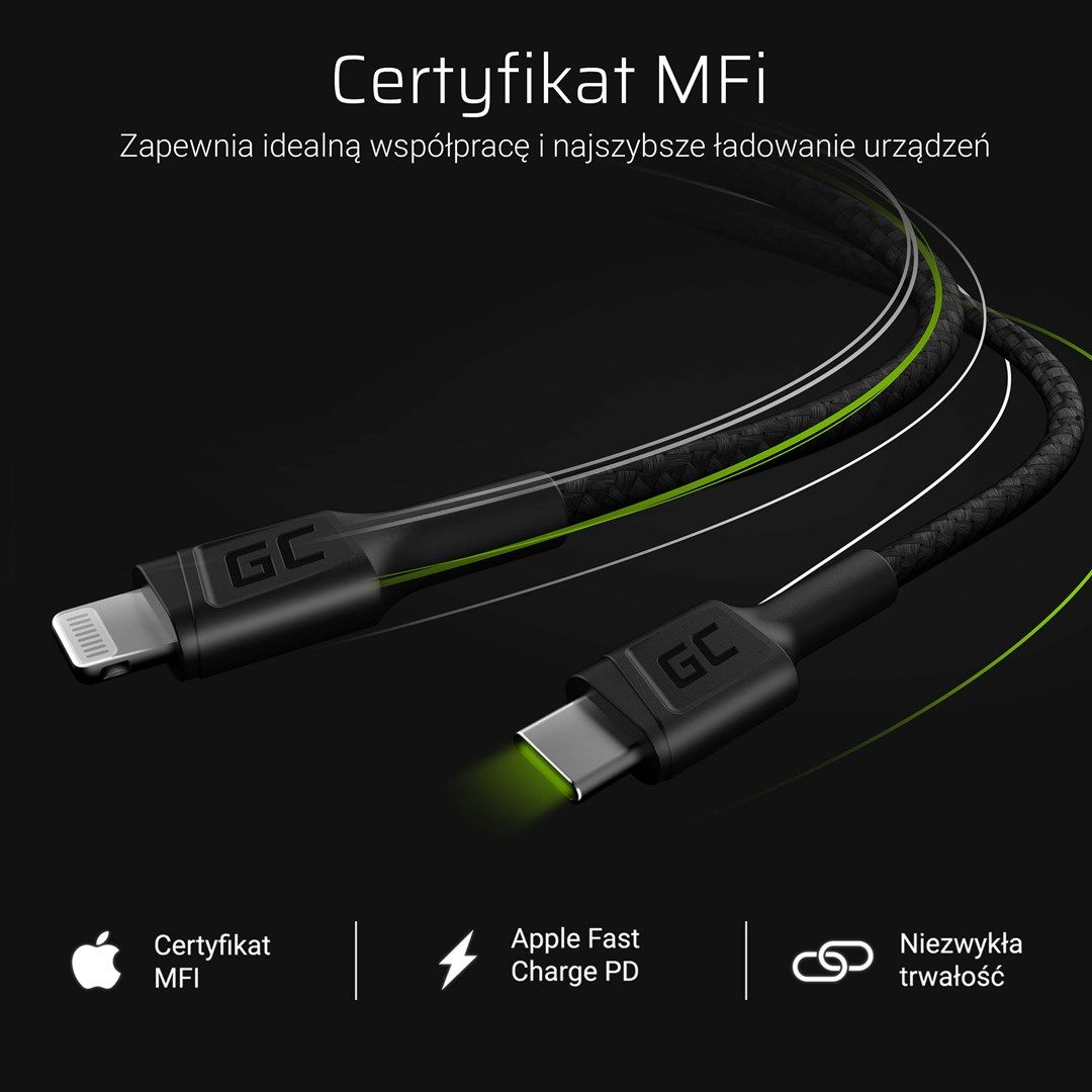 Green Cell KABGC07 lightning cable 1 m Black_5