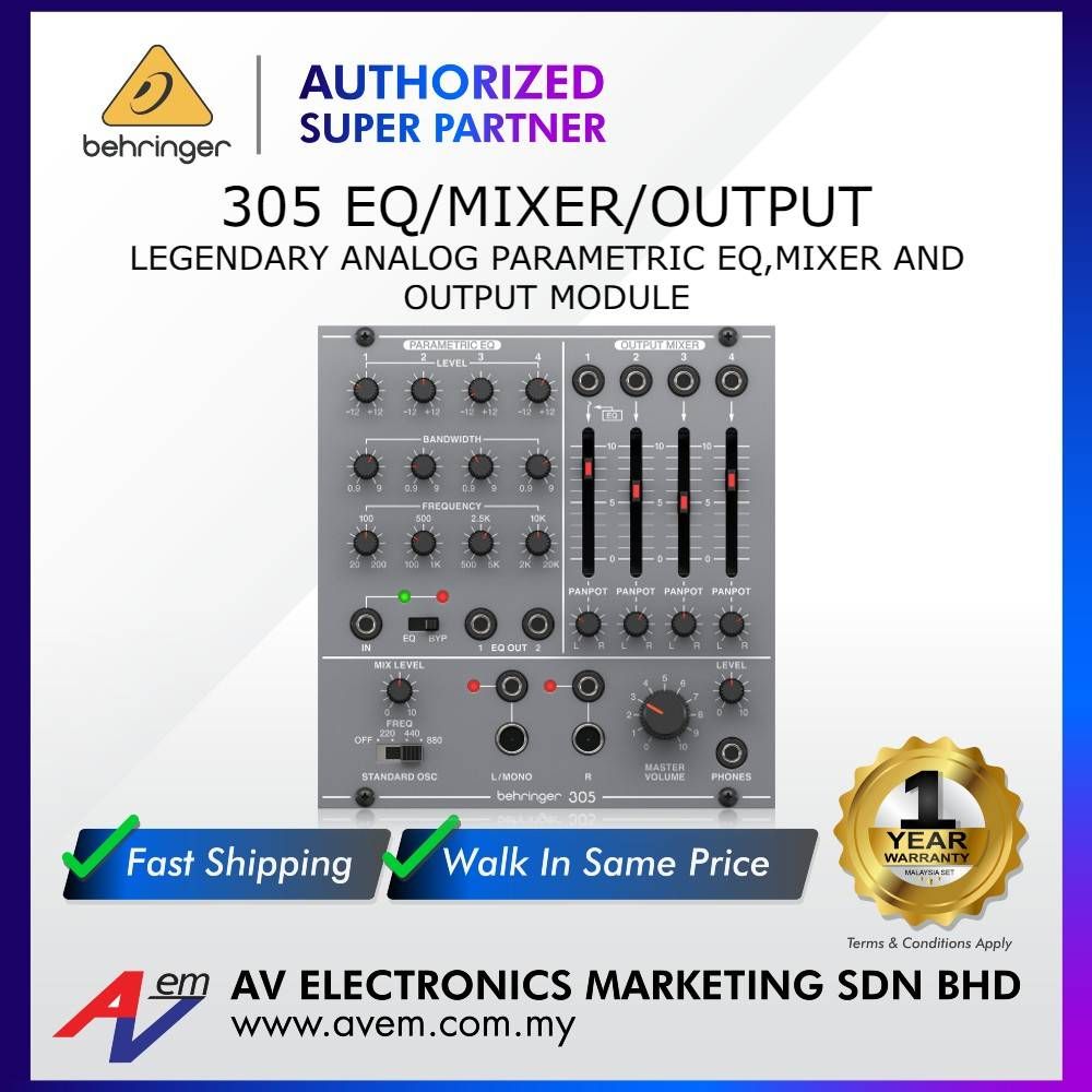 Behringer 305 EQ/MIXER/OUTPUT Moduł syntezatora modularnego_4