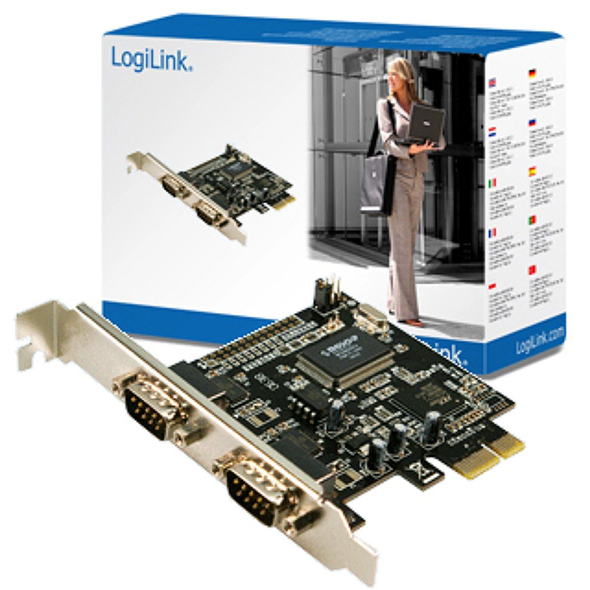 CARD adaptor LOGILINK, PCI-Express la 2 x SERIAL DB9M, 