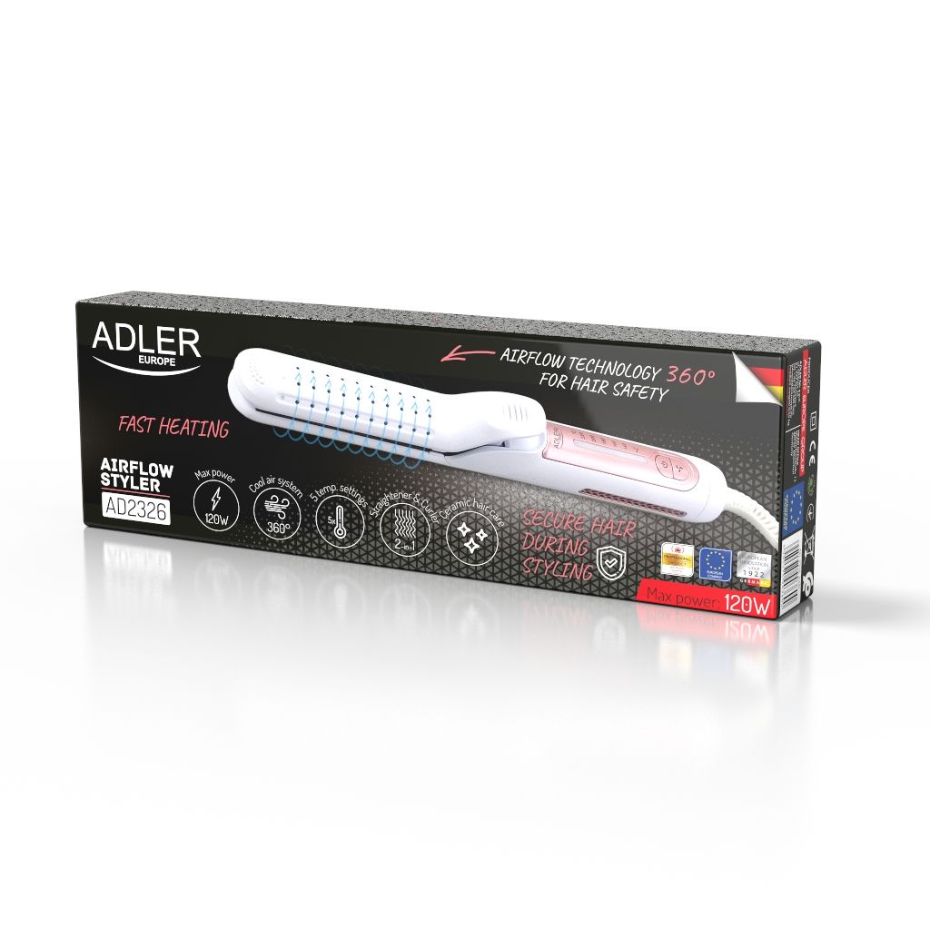 Adler Professional Airflow Styler | AD 2326 | Ceramic heating system | Temperature (min) 140 °C | Temperature (max) 220 °C | Number of heating levels 5 | White_3
