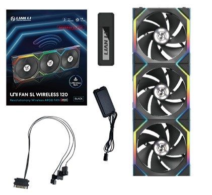 Lian Li UNI FAN SL Wireless ARGB PWM Fan  3-Pack incl. Controller - Reverse Blade  120 mm  black_1