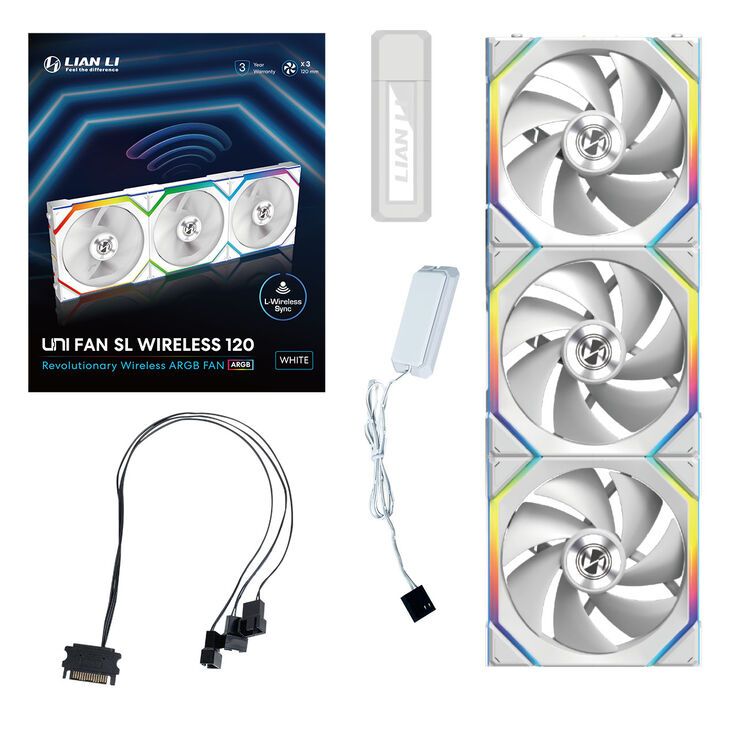 Lian Li UNI FAN SL Wireless ARGB PWM Fan  3-Pack incl. Controller - 120 mm  white_1