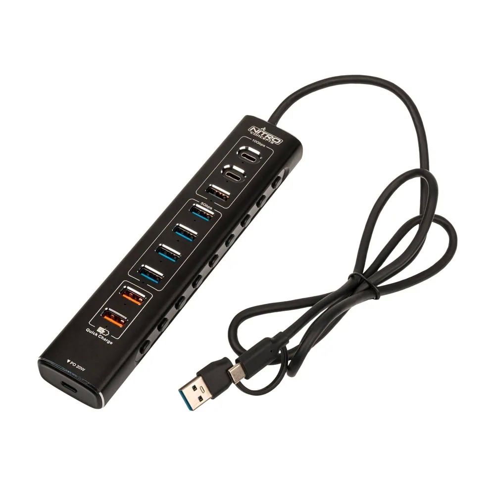 Nitro Concepts UH1  10-Port Hybrid USB Hub  USB 3.2_3