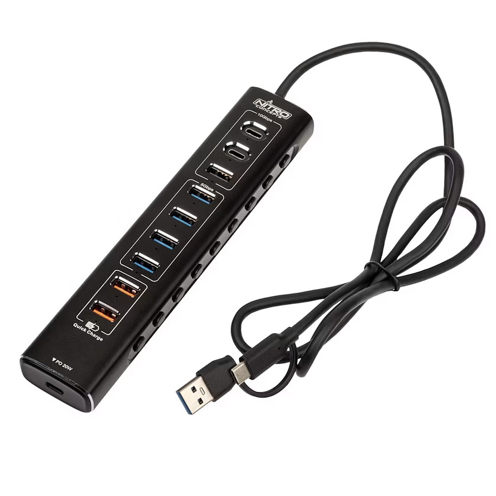 Nitro Concepts UH1  10-Port Hybrid USB Hub  USB 3.2_4