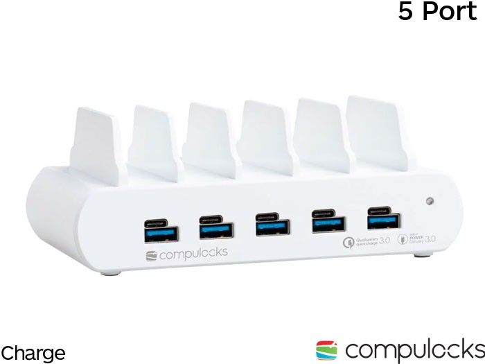 5 PORT USB AND USB-C MULTIPLE/TABLET CHARGING STATION UK WHITE_1