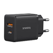 INCARCATOR RETEA Baseus Cube, Quick Charge 20W, 1 x USB Type-C Output 5V/3A, 1 x USB, negru 