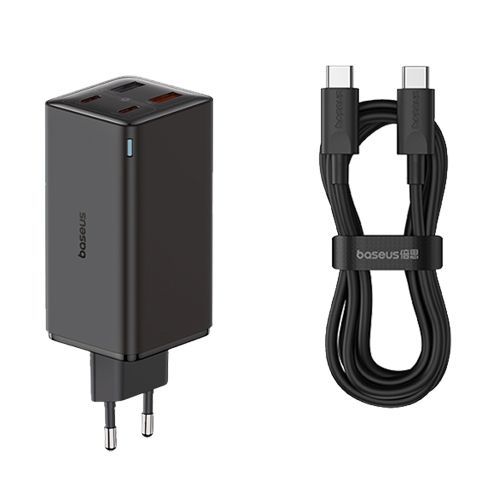 INCARCATOR RETEA Baseus GaN6 Pro,Quick Charge 100W,2 x USB Type-C Output 5V/3A,2 x USB (include cablu USB Type-C la USB Type-C de 100W),negru 