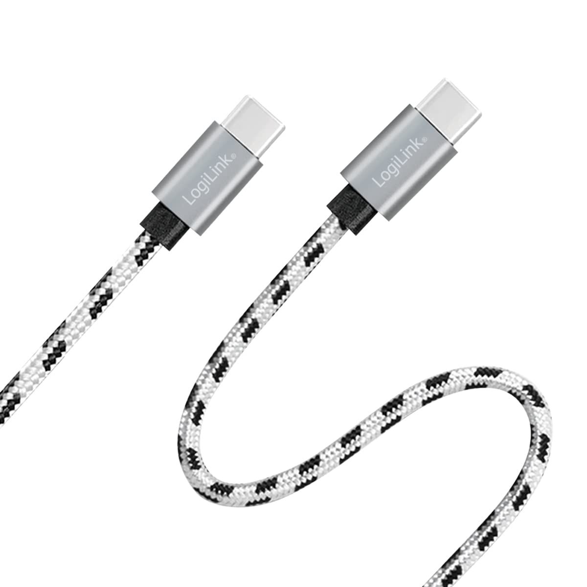 CABLU alimentare si date LOGILINK, pt. smartphone, USB 2.0 Type-C (T) la USB 2.0 Type-C (T), set de 3 cabluri: 0.5/1/2m, premium, cablu cu impletire din nylon, dublu ecranare, alb&negru, 