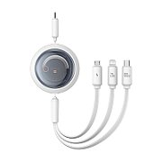 CABLU alimentare si date Baseus Free2Pull Mini,Fast Charging Data Cable,retractabil universal,USB Type-C la USB Type-C,micro USB si Lightning  100W,1.1m,alb 